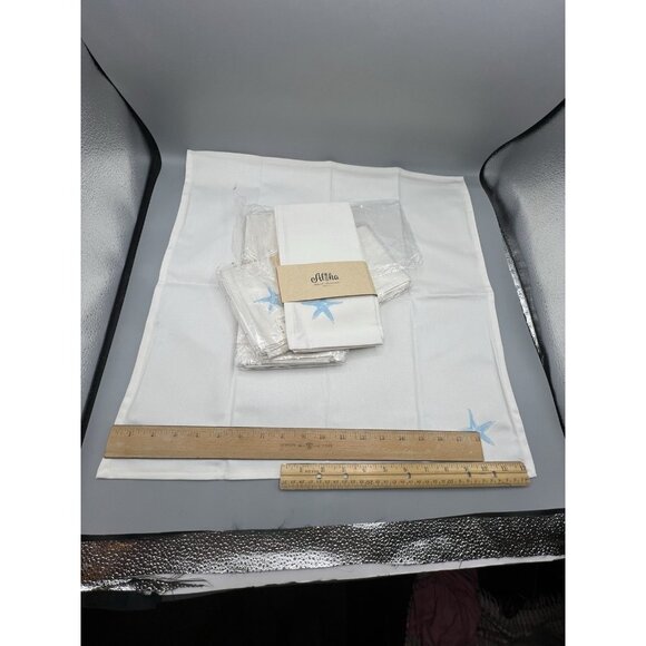 6 Hawaiian Island Cloth Dinner Napkins 20" Square Off White Blue Starfish USA - Picture 2 of 8